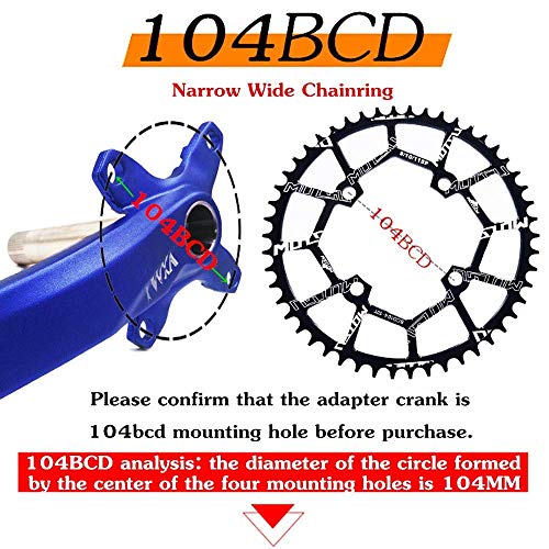 image for MOTSUV 104BCD Chainring 40T 42T 44T 46T 48T 50T 52T【Not Fall Off】 