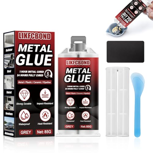 LIKFCBOND Colle Métallique, 85g Colle Métal Liquide Extra Forte, Soudure à Froid Metal, Séchage Rapide et Résistance à la Chaleur, Colle Epoxy...