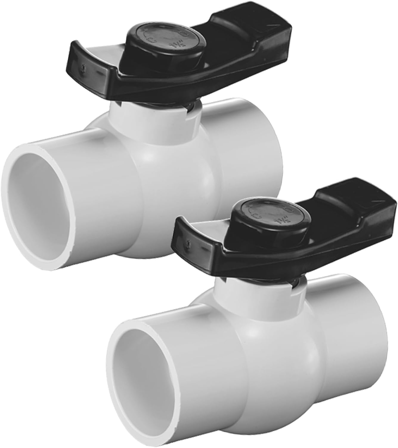 2Pcs 2 inch PVC Ball Valve, 2 inch Shut Off Valve with Easy to Rotate Slip, PVC Ball Valve with "T" Nimble Handle for Swimming Pool, Irrigation, Sewage Pipes