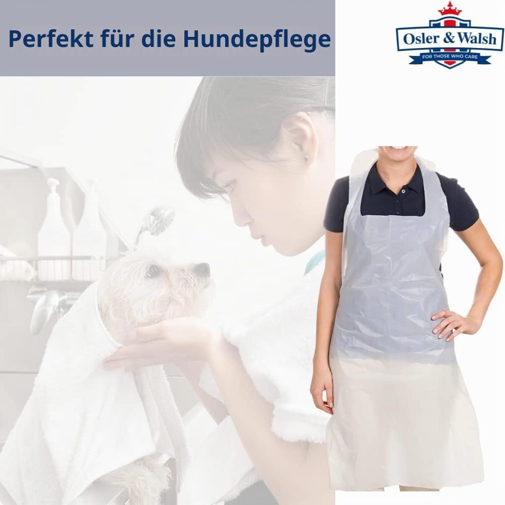Osler & Walsh Hochwertige Einwegschürzen für Damen und Herren, 686 mm x 1170 mm, Polyethylen-Schürzen für Erwachsene, 16 Mikrometer, flach verpackt, Größe und Spezifikation, Weiß, 100 Stück