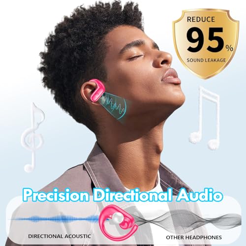 Image of kurdene Wireless Earbuds Bluetooth Headphones Sport,Over Ear Buds with Deep Bass Sound,60Hrs Playtime Earphones Redesigned Comfort Fit with Earhooks for Running,Meeting,Workout-Hot Pink