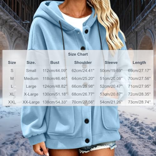 PXQIRMR Hoodies for Women Button Front Plush Oversized Sweatshirt Jacket - image 4