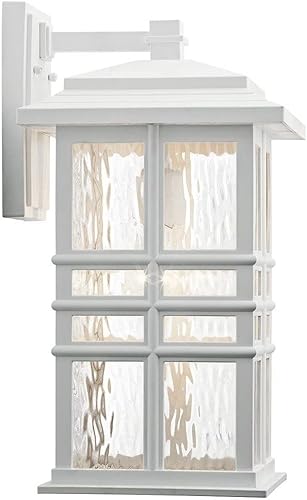 Miniatura 4 de Kichler Beacon - Lámpara de pared cuadrada de 17.5 pulgadas para exteriores, con cristal martillado transparente, color blanco