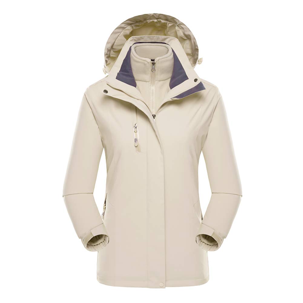Chaqueta 3 en 1 para Mujer Capucha extraíble Impermeable Corto Señoras Invierno Saco Forro Polar para al Aire Libre Esquiar Negro, Morado, Rosa, Rosa, Verde, Beige (L, XL, 2XL, 3XL, 4XL, 5XL, 6XL)