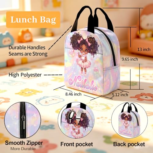Image of Custom Backpacks for Girls Kids Personalized Backpack Set Back to School | Kid Customized Toddler Girl Backpack with Lunch Bag Book Bag Kindergarten Prek Preschool Daypack Birthday Gifts Little Girl