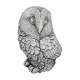 AnaParra Figura decoración Jardín para Exterior Lechuza en Reposo pequeña de hormigón Piedra 14x11x16cm. Peso 2Kg.