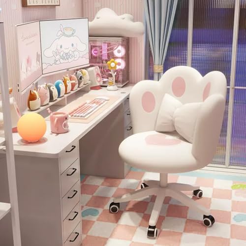 PQNLXLN デスクチェア パソコンチェア 可愛い ホームオフィスチェア 化粧椅子 昇降式 イス オシャレ 回転 イス 腰クッション付き 疲れない 女性 学習椅子 キャスター付き [3]