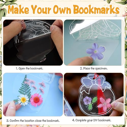 Image of HFYZZ 8 Pack Dried Flower Storage Kit Including Storage Containers and Bags, Blotting Paper, Desiccant and DIY Dried Flower Bookmarks, Flower Pressing Storage Kit to Keep Flower Color and Dry