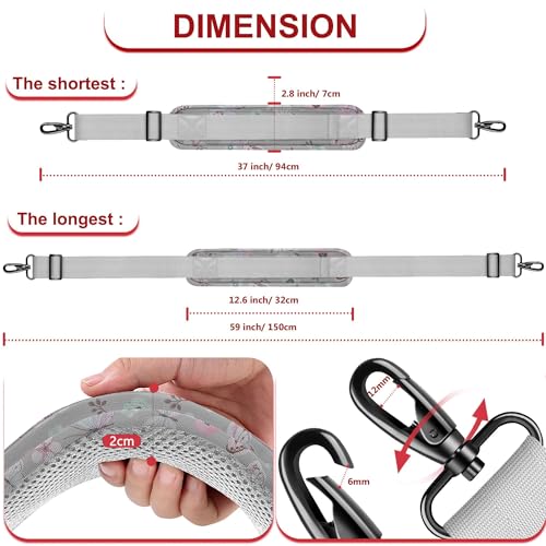 Image of ZINZ Shoulder Strap - 59 Inch Universal Heavy-duty Adjustable Strap with Ultra-thick Fixed Breathable Pad for Laptop, Gym, Camera Bag and More -Butterfly