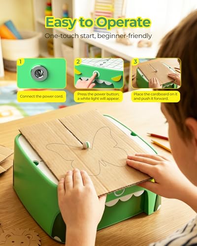 Image of Upgraded Kids Cardboard Cutter, Safe Bladeless STEM Building Machine with Dual-Speed Motor for DIY Cardboard Projects,Screen-Free Creative Learning & Hands-On Educational Play for Kids Ages 3+ (Green)