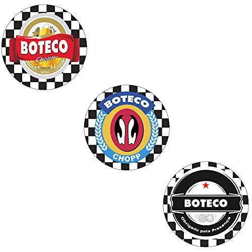 35 Adesivos Boteco Preto e Branco Redondo 3,5cm