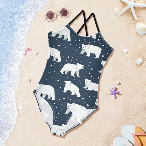 Polar Bear Girls One Piece Swimsuits Quick Dry Beach Swimwear Bathing Suit3