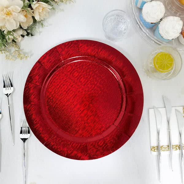 10 Platos Cargadores Desechables Rojos 13 pulgadas miniatura 1