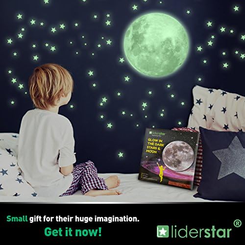 Glow in The Dark Stars for Ceiling, Glow in The Dark Stars and Moon Wall Decal, for Child's Rooms Wall Decor, 220 Big Bright Fluorescent Stars,Perfect for Kids Nursery Bedroom (Green) 6