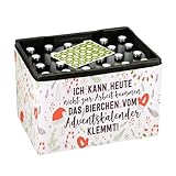 Herz & Heim® Lustiger Adventskalender Banderole für Bierkasten mit 24 Aufklebern – Weihnachtskalender für Männer – Bier Adventskalender zu Selberbasteln – DIY Set für Bierkästen