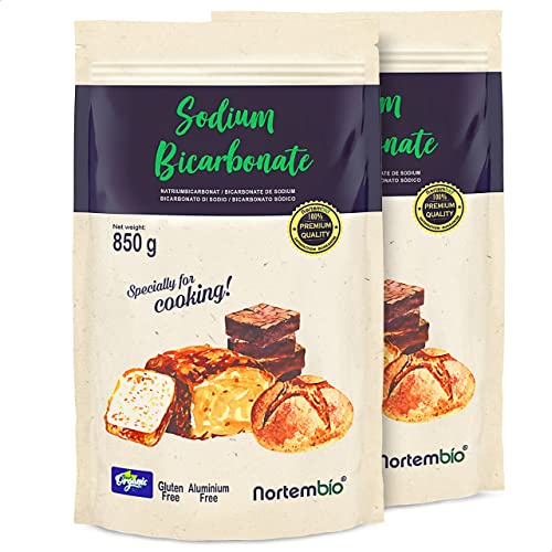 Nortembio Bicarbonate de Soude Alimentaire 3 x 850 g 100% Naturel et Écologique, Sans Aluminium, Vegan, Sans Gluten, Idéal pour la Pâtisserie | eBook de Recettes OFFERT