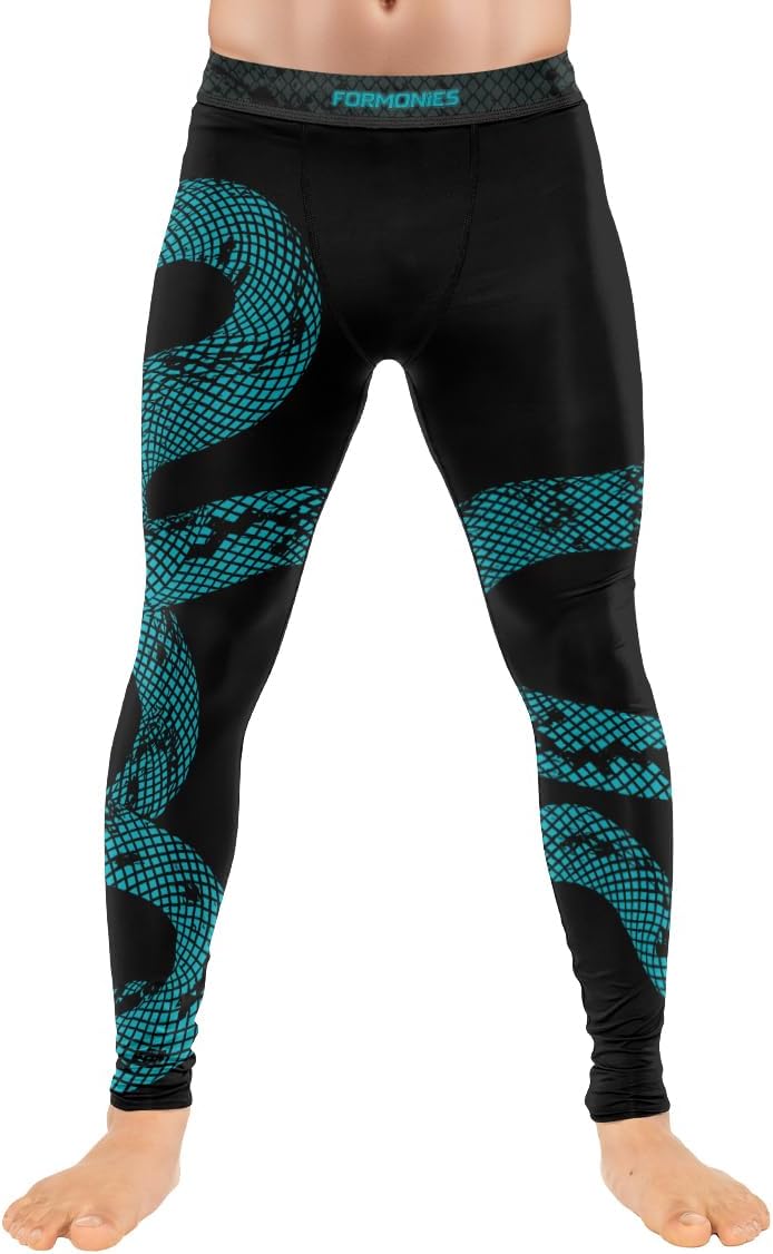 FORMONIES Snake Men’s BJJ Spats – MMA Compression Pants for Jiu Jitsu Grappling Cross Training & Combat Sports