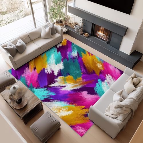 Alfombra pequeña fácil de limpiar para evitar resbalones diseño abstracto de 60x90 cm 2