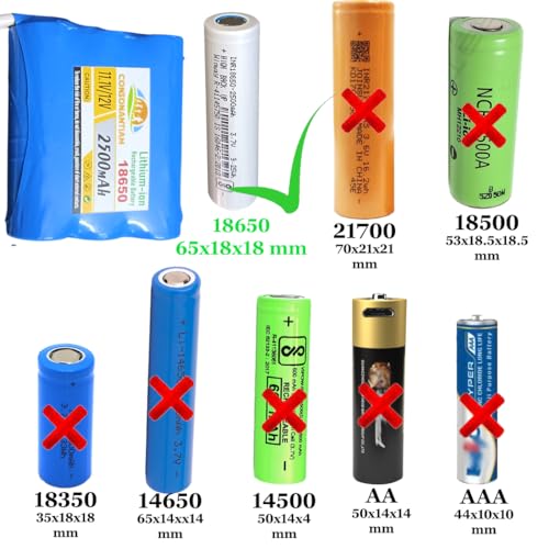 Image of 2500mah 18650 Li-ion Battery Pack for led Bulb DIY Projects Lithium Ion Battery Pack for Flashlights CCTV Camera GPS Device 3.7 Volt, 7.4, Volt, 12 Volt2500mah, (12-Volt-3-Cell-Pack)