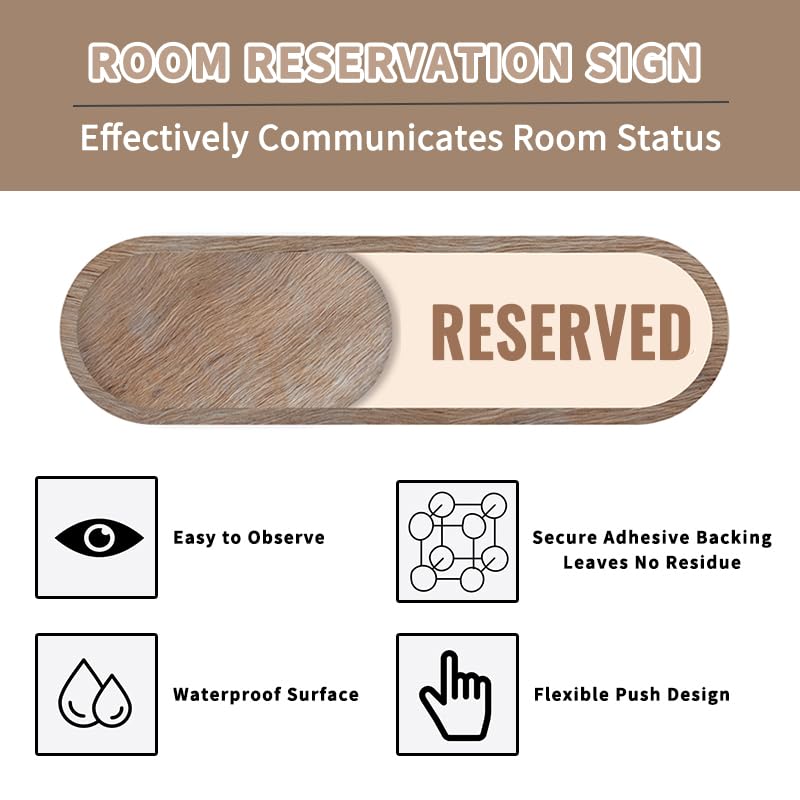 Muka Privacy Sign Vacant Reserved Door Sign Slider Door Indicator Tells Whether Room Vacant Or Occupied, Acrylic, 7"X2" - Image 3