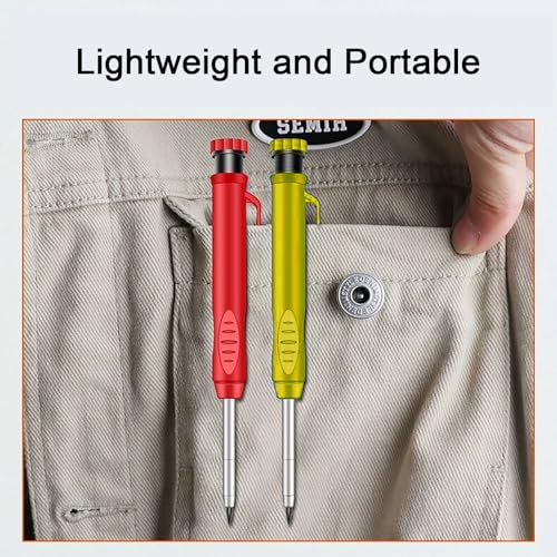 Tischler Bleistifte Set, Basicon 3 Tieflochmarker Bleistift mit 39 Vielseitige Minen, Druckbleistift Marker mit Eingebauter Spitzer Baustelle Stifte baustellen bleistift für Holzbearbeitung, Baustelle