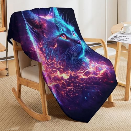 Couverture neon chat lavable pour des soirées cocooning chaleureuses
