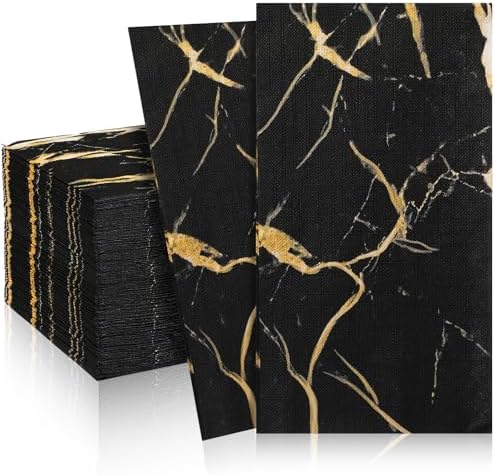 Amazon.com: Zonon 50 Pcs Black Gold Marble Guest Towel Disposable ...