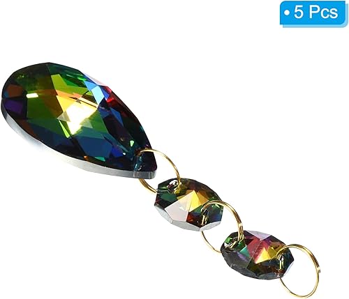 Miniatura 3 de PATIKIL Lágrima de cristal transparente, paquete de 5 prismas de araña de 1.496 pulgadas, cuentas colgantes con cuentas octogonales de 0.555