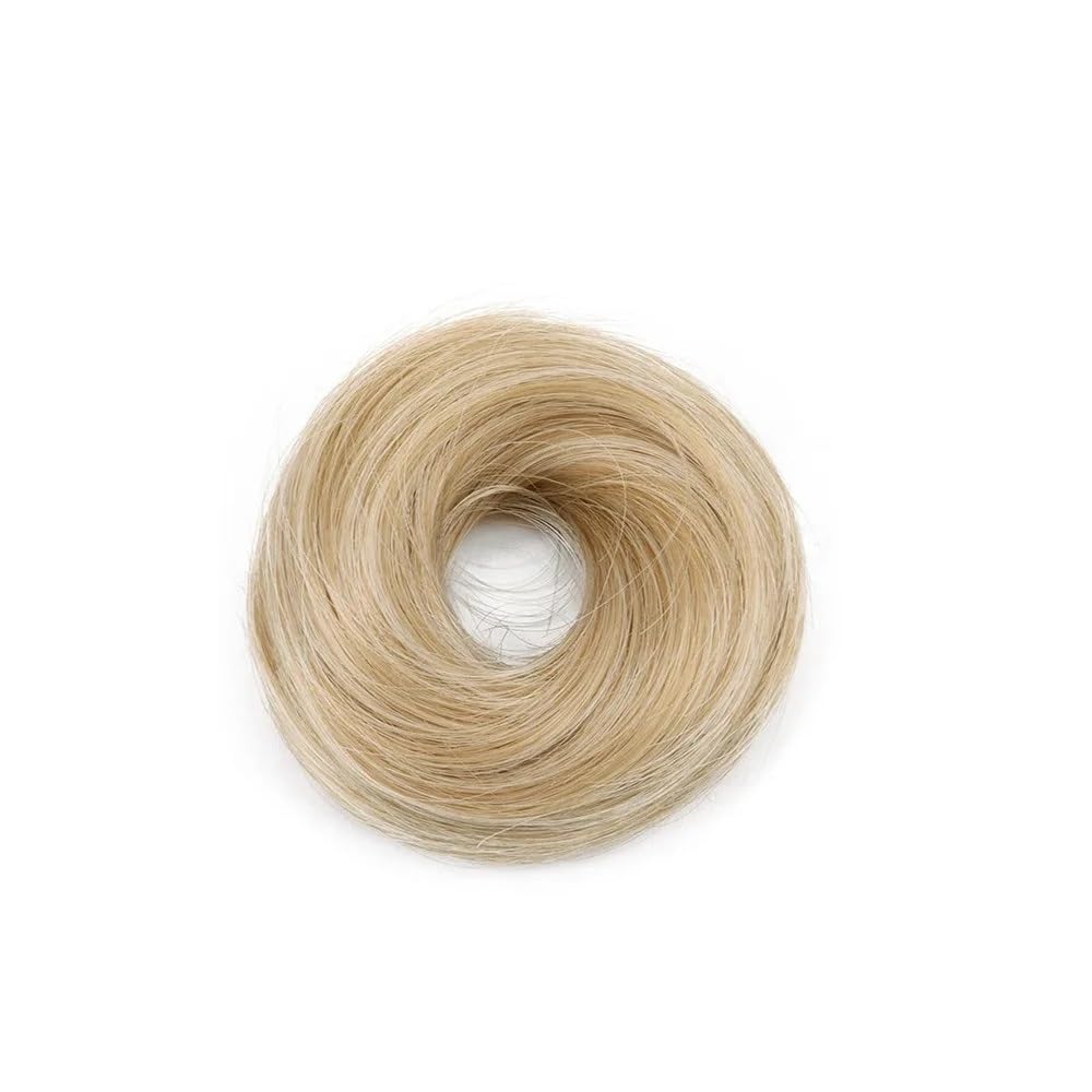 QRSTUVXZY Scrunchies Donut Wig Accessory Updo Buns Hairs Synthetic Piece Straight Chignon Extension Mini Rubber Band Hair Bun(Light Blonde)
