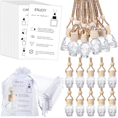 Image of Boao 25 Sets Car Air Freshener Diffuser Bottles Hanging DIY, Skull