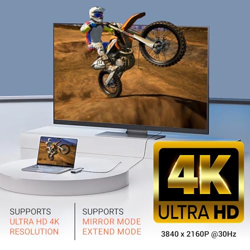 Image of Tukzer 5-in-1 Type-C Hub to HDMI 4K@30Hz, Type C 2.0, USB 2.0, USB 3.0 Data, 100W PD with 1000M Ethernet RJ45, MultiPort Adapter Compatible with MacBook Pro Air iPad, Dell, Other Type-C Device