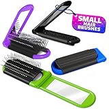 JETEHO Pack of 4 Portable Folding Hair Brush with Mirror Compact Pocket Hair Comb for Travel Gift