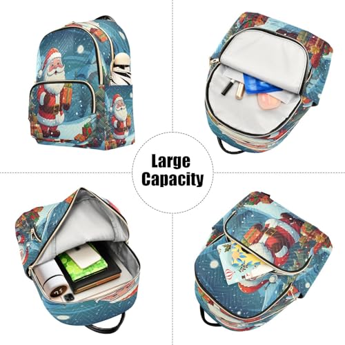 Image of ALAZA Pine Tree Santa Claus Snow Xmas Women Backpack Purse Ladies Fashion Shoulder Bag Daypack Travel Bag 10L