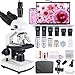 Trinoculare microscopio ottico, ingrandimento 40X-5000X, grado scientifico microscopio professionale con telecamera USB e palcoscenico meccanico, adulto microscopio immagine