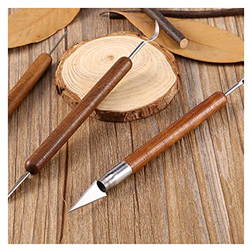 Multifunctioneel 6pcs Beeldhouwen gereedschap aardewerk houten handvat aardewerk set wax carving beeldhouwen glading polymeer shapers aardewerk klei keramische tool voor kleiaardewerk, doe-het-zelf - Image 7