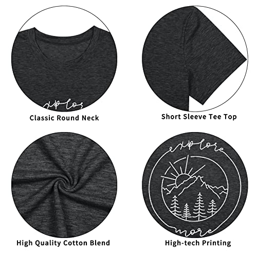 Mousya Women Hiking Mountain Tank Top Explore More Funny Graphic Shirts Adventure Workout Sleeveless Camping Tee Grey #TOP3