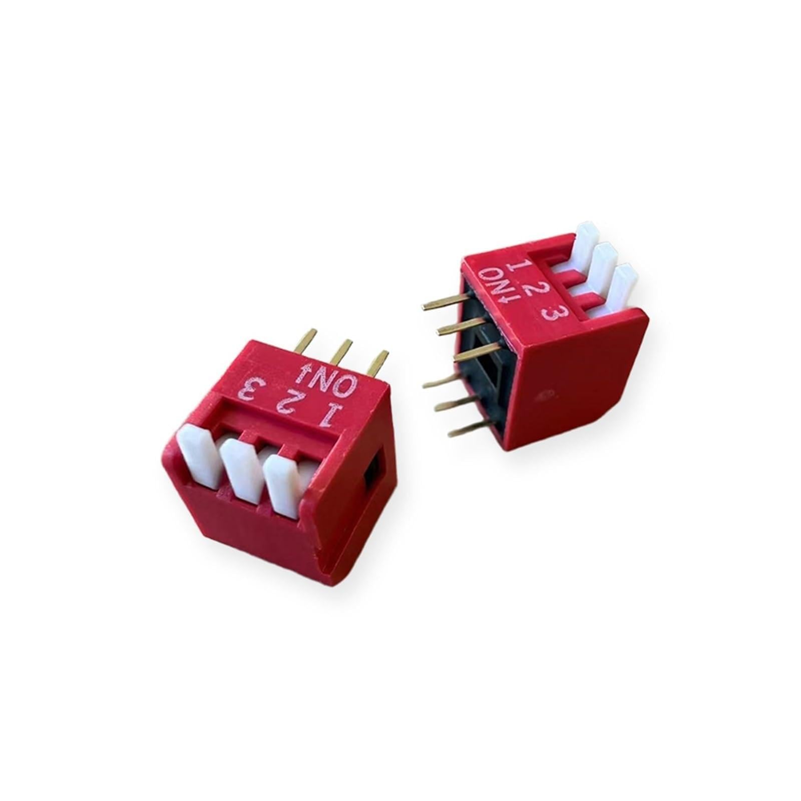 KFGWOPOYVY 10PCS Piano Type Red Toggle Switch Module Spacing 2.54MM Horizontal Side Plug DP-1/2/3/4/5/6/7/8/10 Position DIP(K090c045-DP-03)