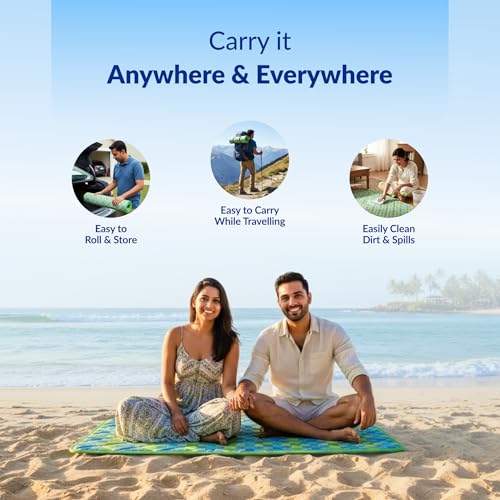 Image of SleepyHug ComfortPlay Multipurpose Mat | Foldable & Portable 13mm HR Foam Mat | FlexiCore Comfort Tech | Anti-Skid Base | for Yoga, Exercise, Kids' Play, Travel & Home Use | 72x35x13mm, Multicolor