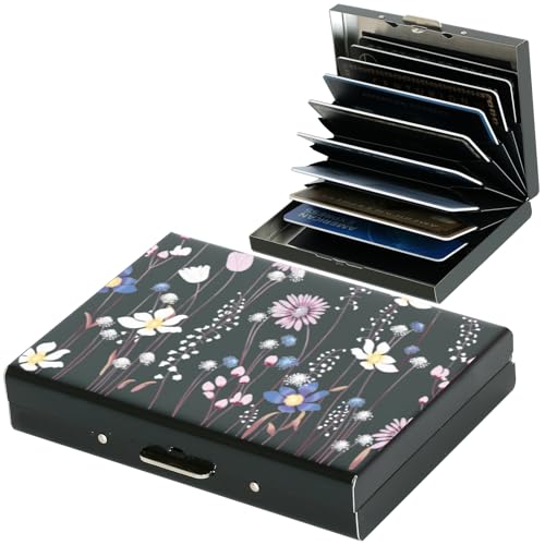 BONSYL® Cartera Pro Max mejorada para tarjetas de crédito, 10 ranuras para tarjetas, cartera de metal con bloqueo RFID para hombres y mujeres, diseño ultrafino, dinero y tarjetas fácilmente extraíbles