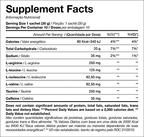 Energy Gel (10 Sachês) - Malto + Frutose + Bcaa + Arginine + Taurine + Caffeine - Sabor Banana, Blac