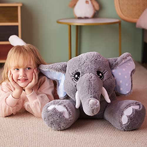 Image of IKASA - 29 Inch Big Elephant Plush Toy, Giant Soft Toys, Huge Size, Cute and Squishy, Gifts for Boys and Girls