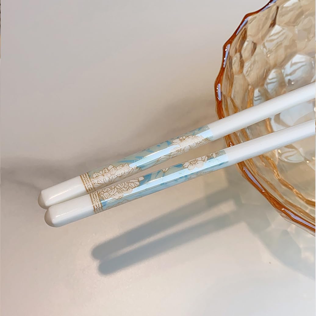 Copchette en Porcelaine Cadeau de Fleur, Baguettes Chinoises en os de la Chine, Baguettes Premium réutilisables, Lave-Vaisselle à Haute résistance à la température 5 Pairs