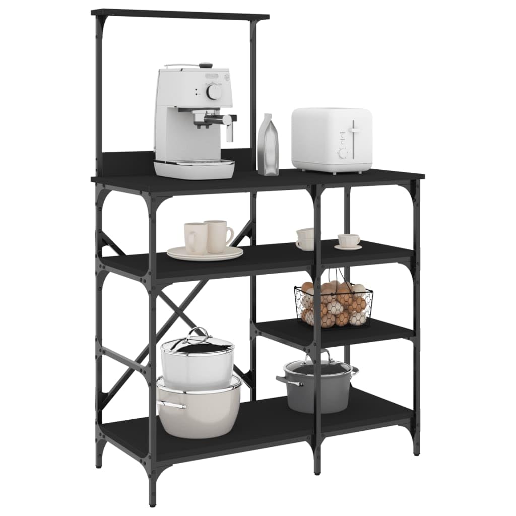 Bäckerregal, schwarz, 90 x 40 x 132 cm, Holzwerkstoff und Metall