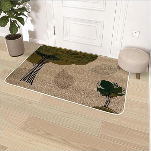Image of DARSHANAM WORLD Decorative Door Mat with Tree Design, Natural Jute Material, Indoor Home Entrance Rug for Entrance with Antislip PVC Backing (37 X 57 CM)
