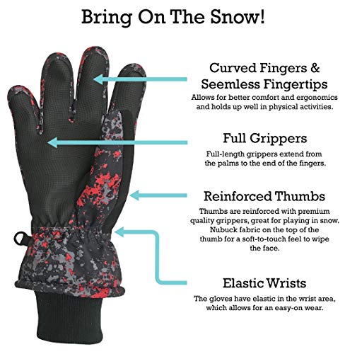 Image of N'Ice Caps Kids Waterproof Winter Thinsulate Warm Gloves | Boys and Girls Snow Ski Gloves with Durable Grippers on Palms, Fingers and Thumbs, 3M Insulation Ideal for Cold Weather