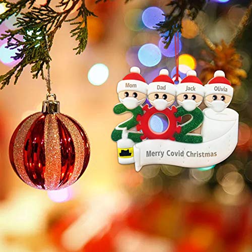 MOARON Personalized Name Christmas Ornament Kit, 2020 Quarantine Survivor Family Customized Christmas Decorating Kit Creative DIY Gift for Family with Exquisite Packaging (Customize Family of 4) - Thumbnail 2