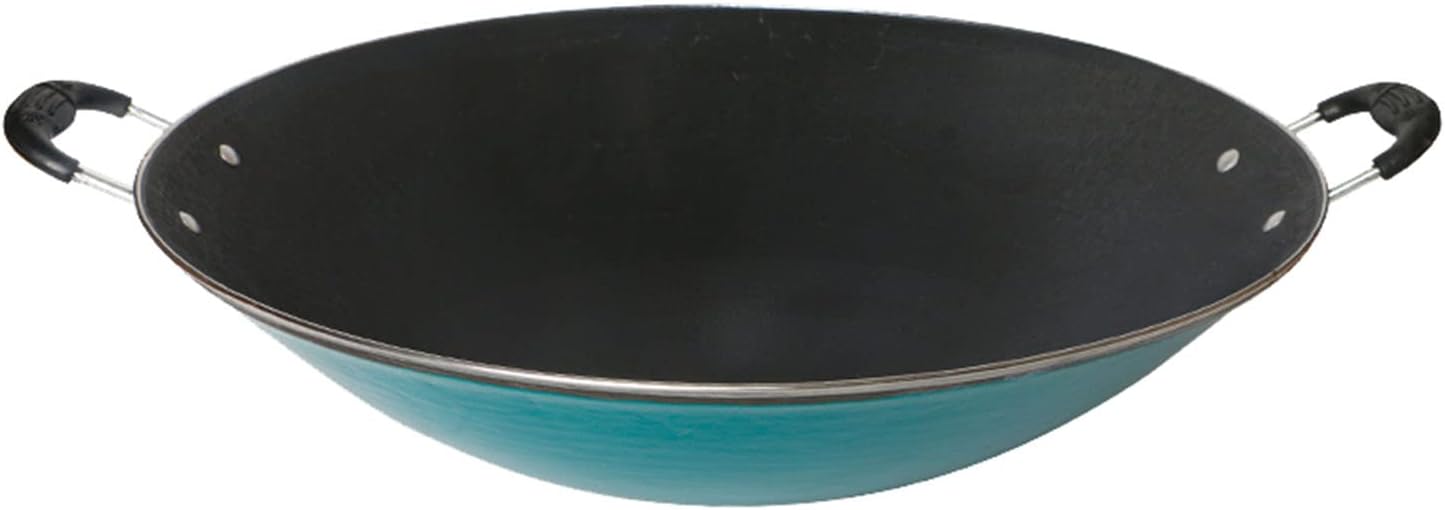 Cast Iron Wok, Household Commercial Iron Wok Pot, Uncoated Double Ear Wok,φ37cm