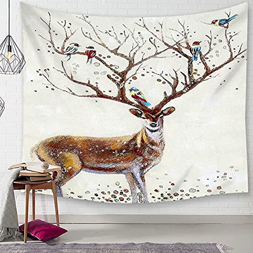 Tapiz de pared con ciervo KnSam para transformar tu salón con decoración marrón de 150x130 cm 3
