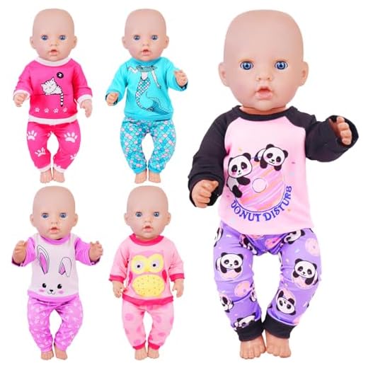 ZITA ELEMENT 5 Sets Baby Doll Clothes for 14-18 Inch Doll, Baby Doll Accessories for Reborn Doll, Gift for Kids' in Birthday, Children's Day, Christmas (Doll Not Included)