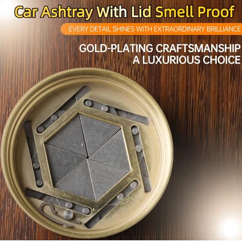 Image of Mechanical Gear Car Ashtray With Lid Unisex Portable Car Travel Deodorant Windproof Removable Smokeless Self-Extinguishing Cigarette Ashtray Cup Holder (Bright color)